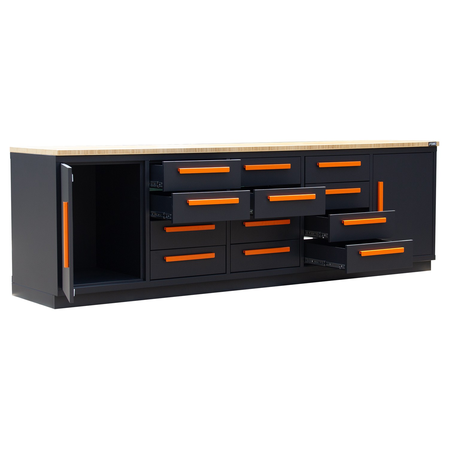 12 Drawer Heavy Duty Rolling Cabinet Workbench Table w/Solid Wood Top for Garage