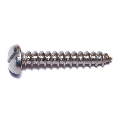 #10 x 1-1/4" 18-8 Stainless Slotted Pan Sheet Metal Screws (14 pcs.)