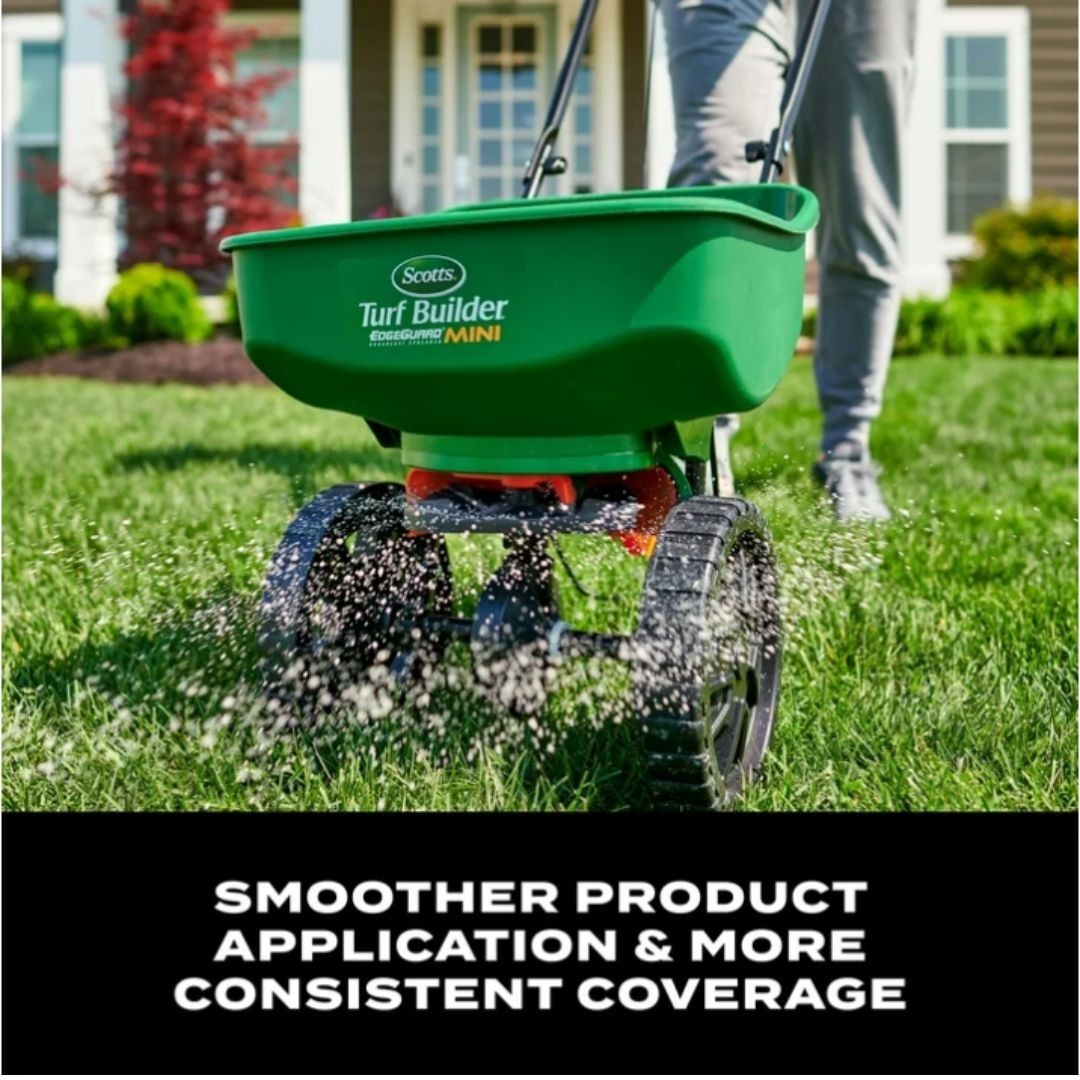Scotts Turf Builder EdgeGuard Mini Broadcast Spreader for Grass Seed, Fertilizer