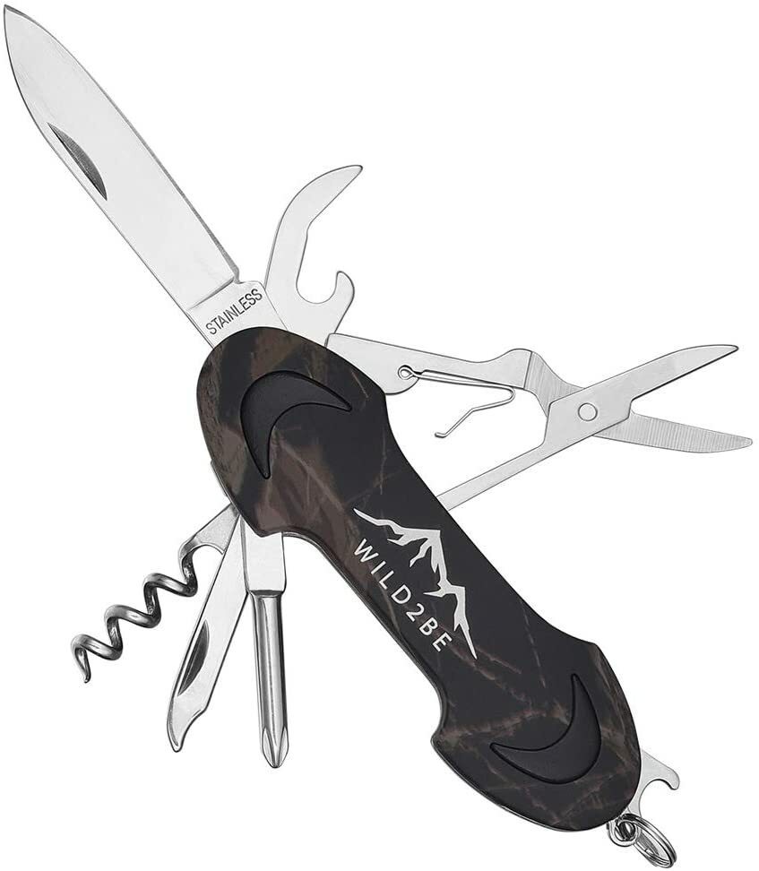 Wild2Be Premium 4 Piece Real Tree Camo Knife Multi-tool Set