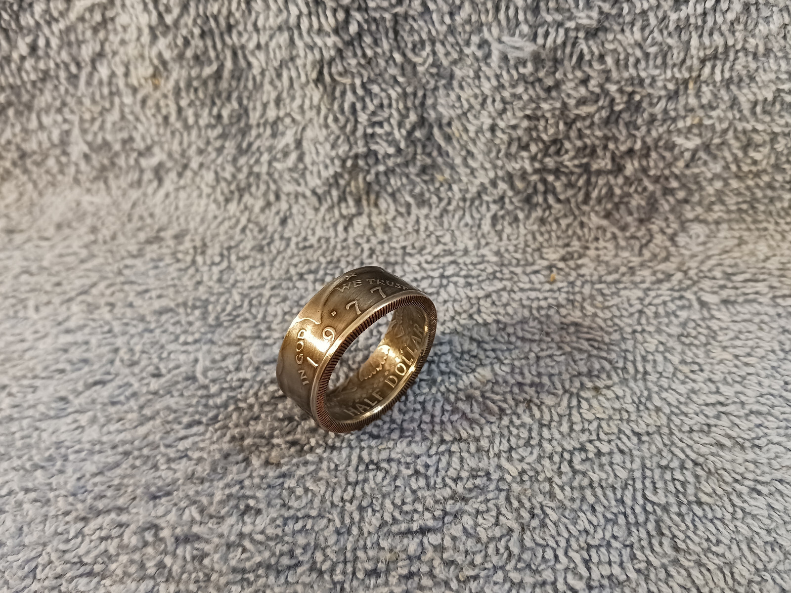 1977 Kennedy Half Dollars  size 11   coin ring  handmade mixed metals (A)