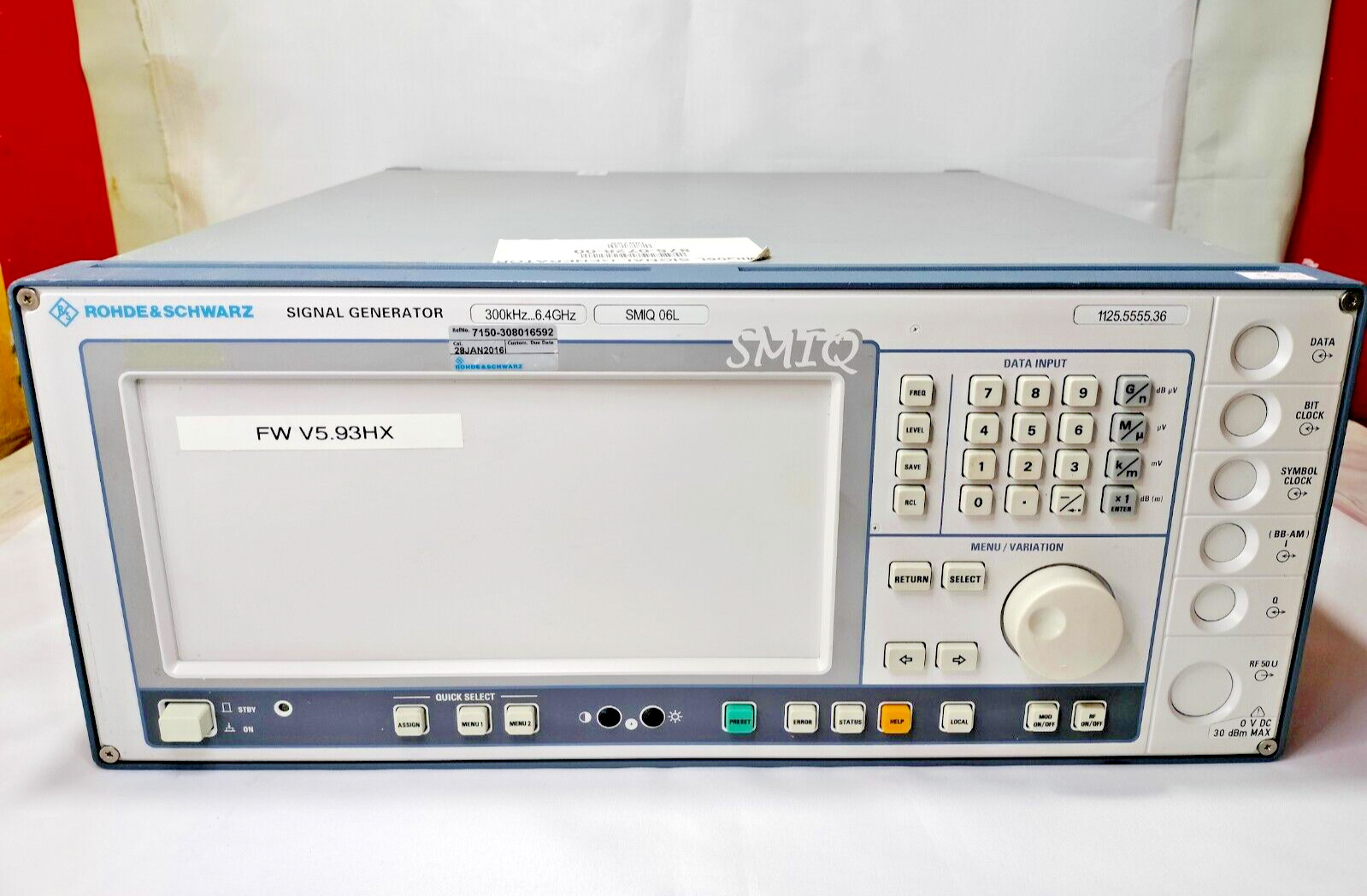 Rohde & Schwarz SMIQ 06L 1125.5555.36 300kHz-6.4GHz Signal Generator