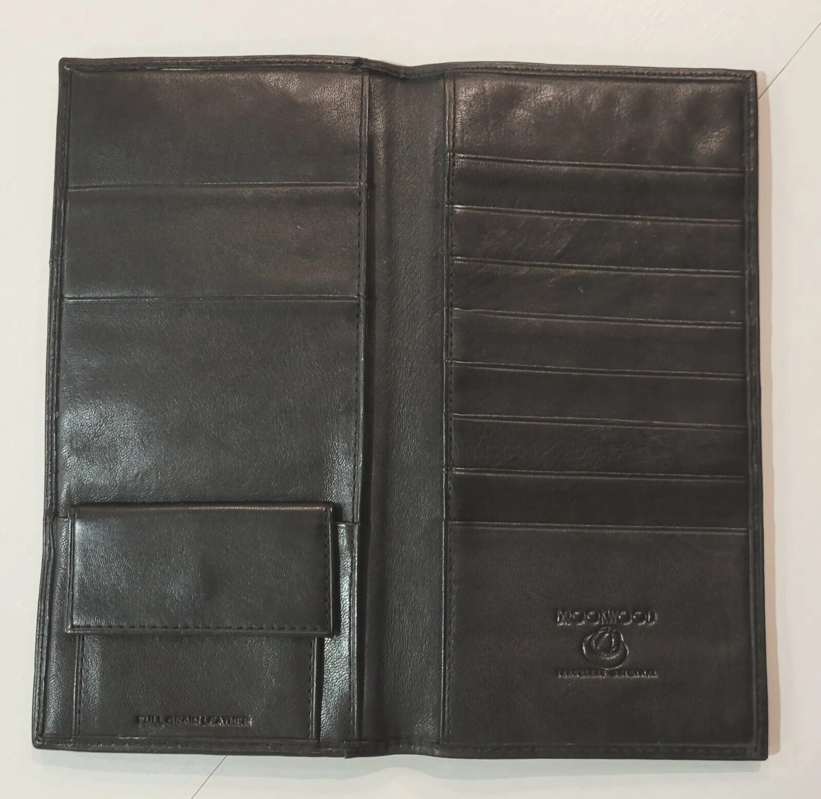 Travelers Pocket Card Passport Business Wallet BROOKSTONE Original Black Leather