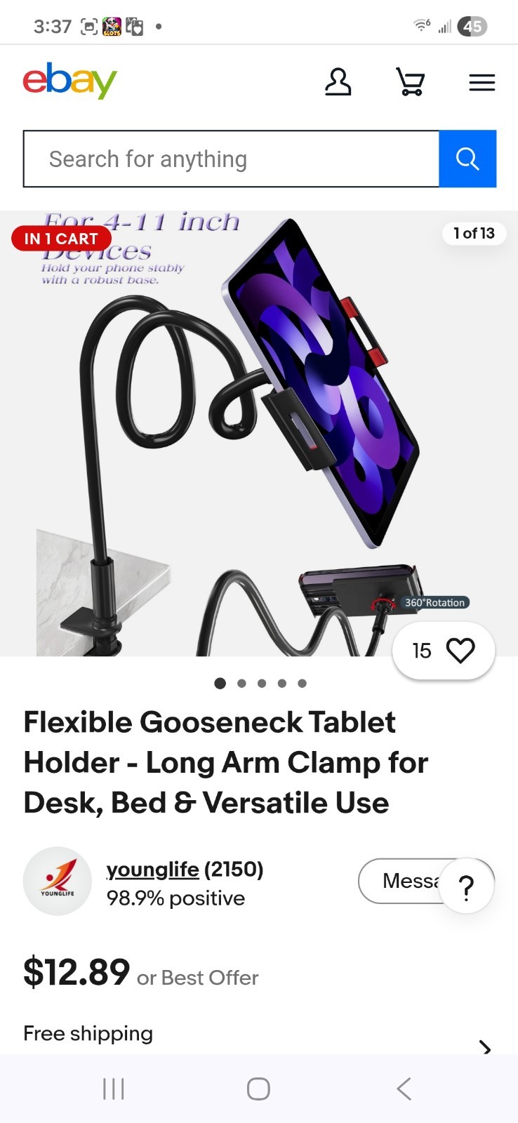 gooseneck tablet holder