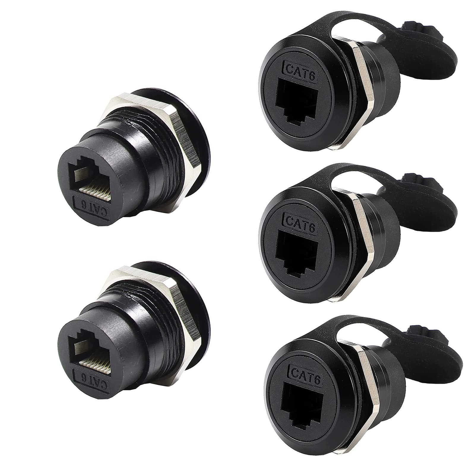 5 PCS RJ45 Panel Mount Double Head CAT6 Ethernet LAN Cable Adapter Female