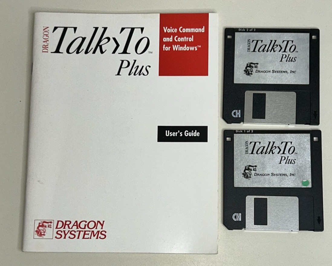 Vintage Dragon Systems Inc Talk To Plus Floppy Disks and Manual Windows