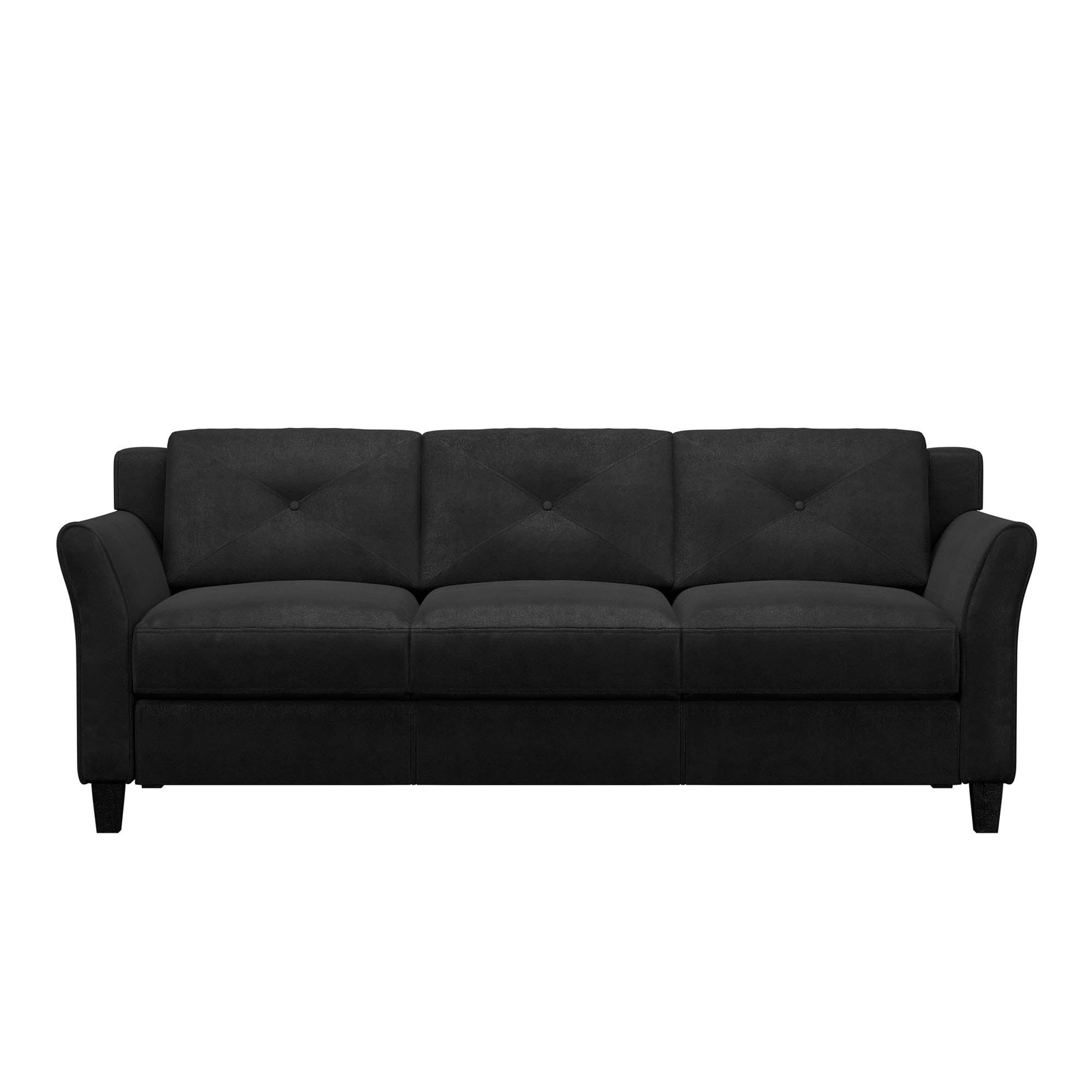 Taryn Curved Arms Sofa, Black Fabric