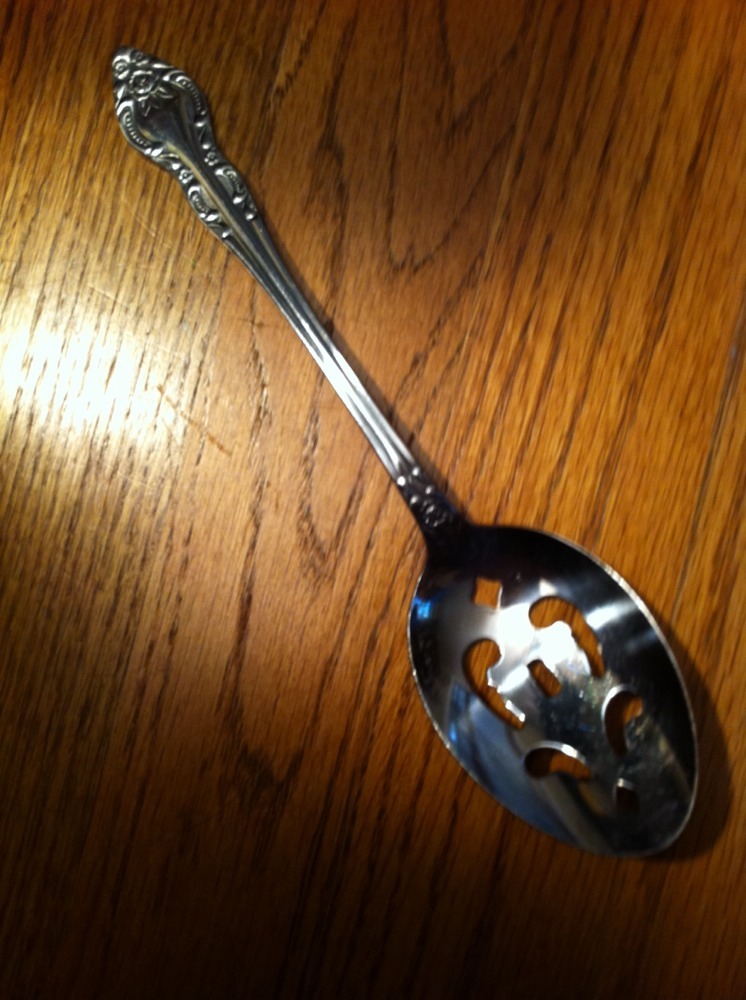 Stanley Roberts Rogers Co Korea Stainless LISETTE Pierced Serving Spoon 8 1/2"