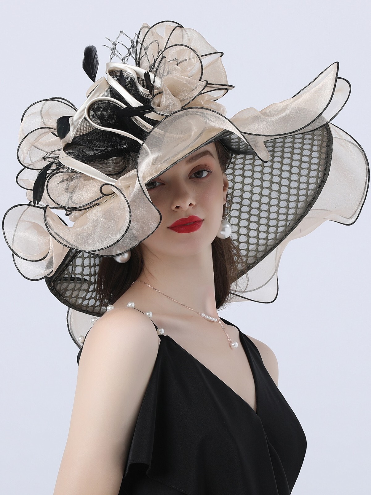Beige Kentucky Fascinator Hat For Women Cocktail Tea Party Church Derby Hats