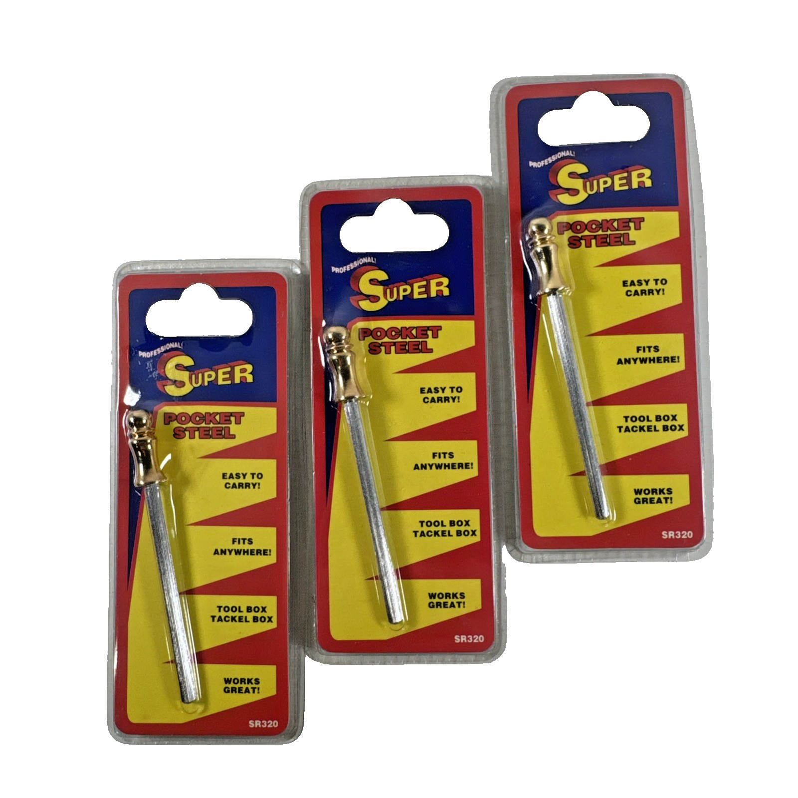 3x Super Mini Pocket Sharpening Steel Brass Handle Easy Carry Fits Anywhere