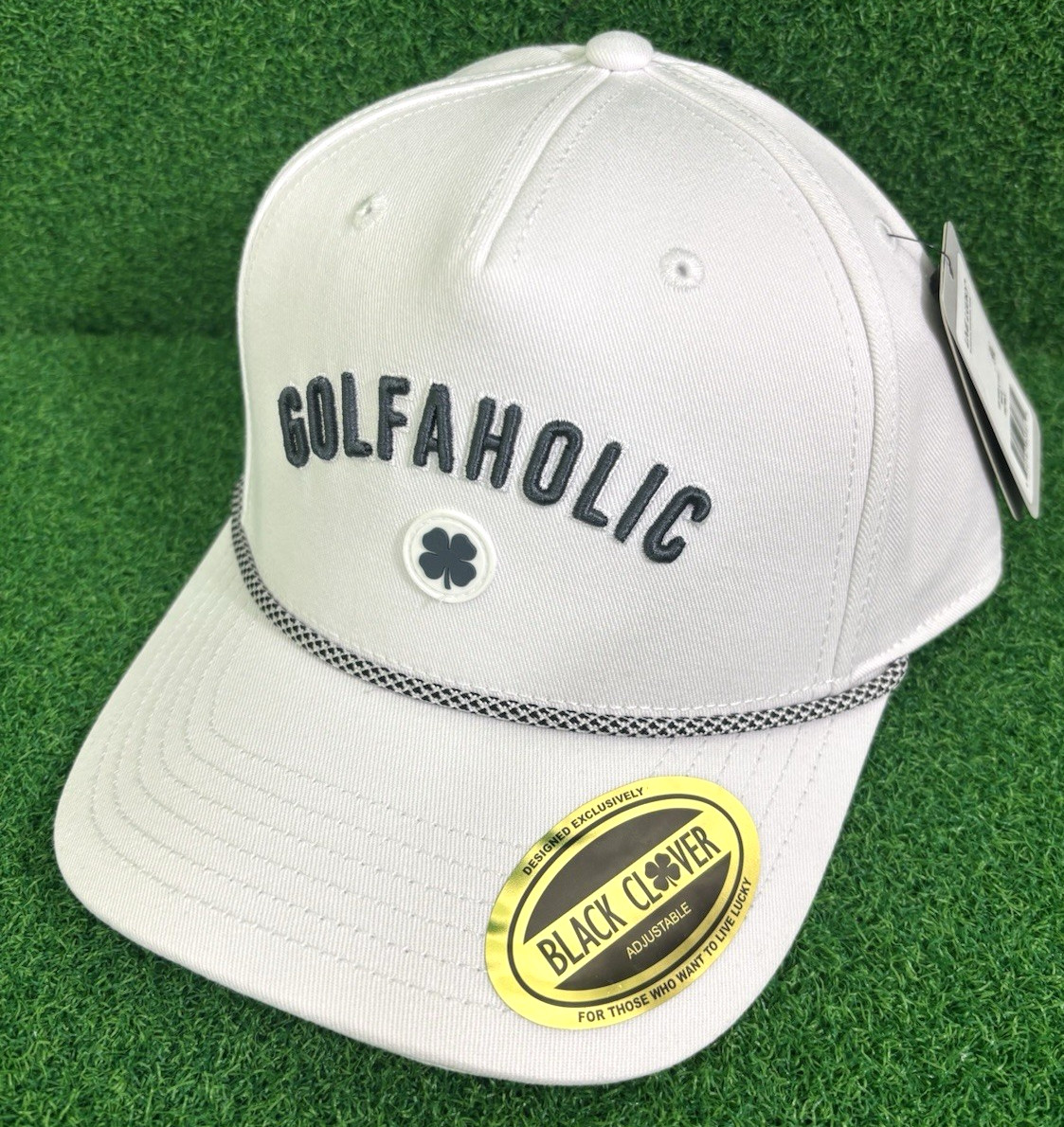 Black Clover Golfaholic Lid 3 Snapback Men's Golf Cap Hat NEW White