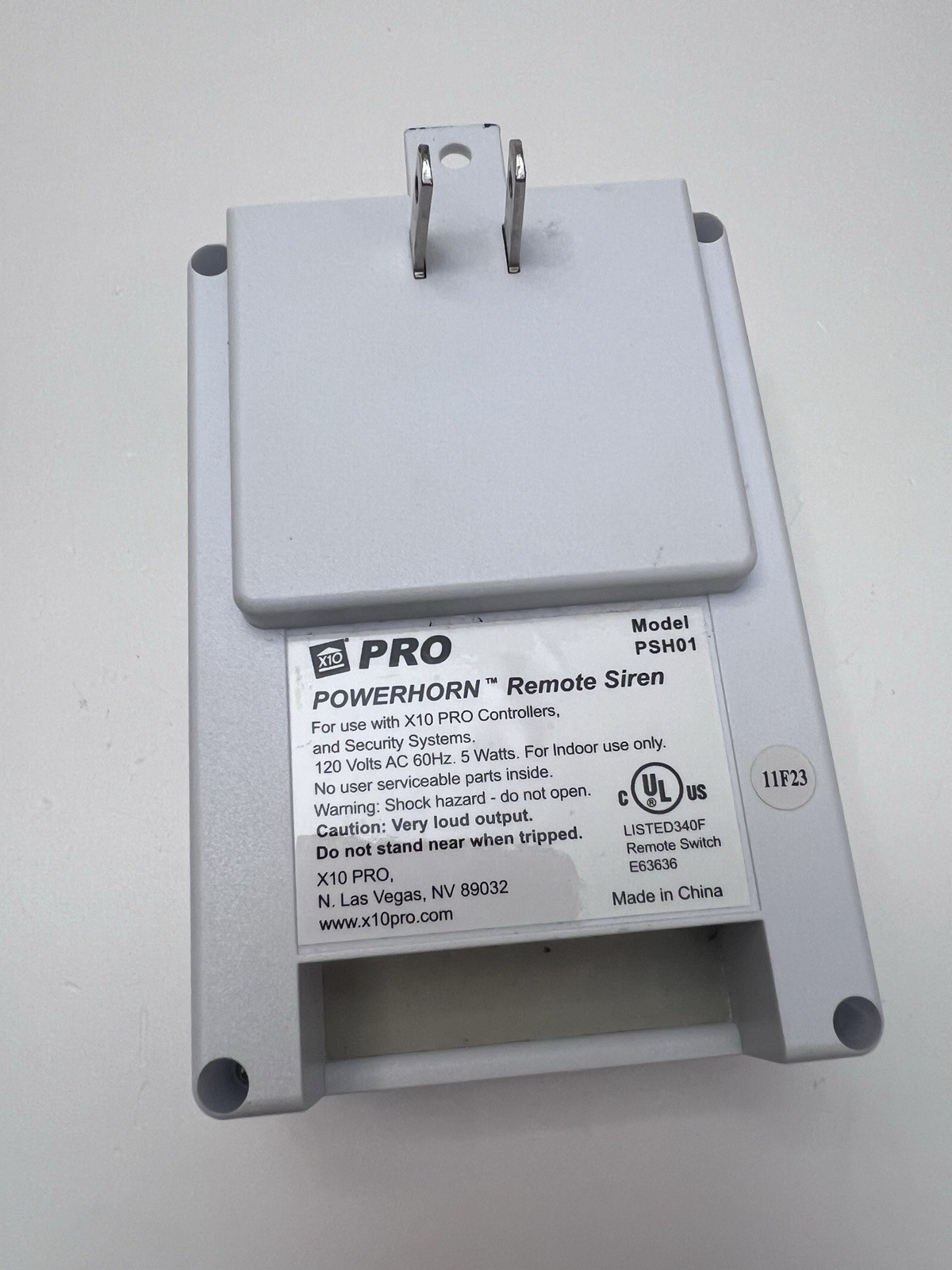 X10 PowerHorn Security remote Siren PSH01