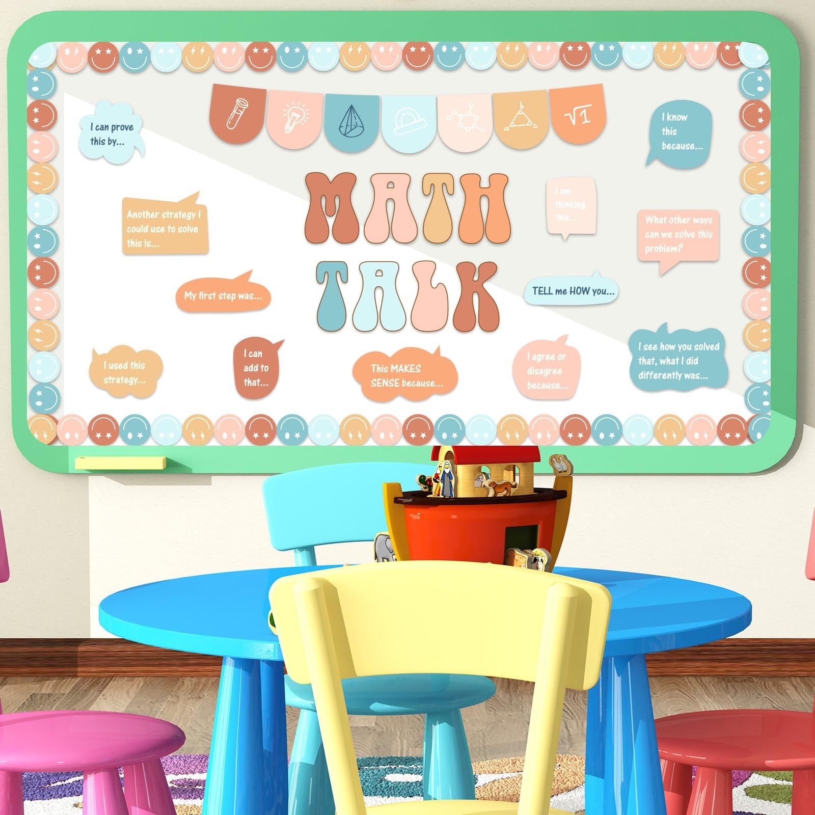 43 PCS Groovy Math Talk Bulletin Board Set for Math Classroom Decorations Edu...