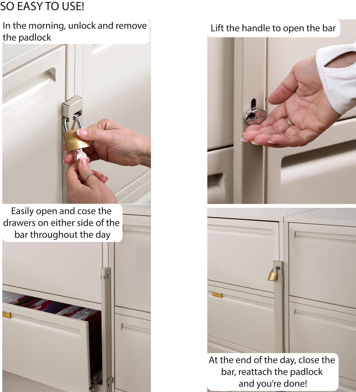 File Cabinet Locking Bar. Fits 3 Drawer File Cabinets. Includes Cobalt Drill ...