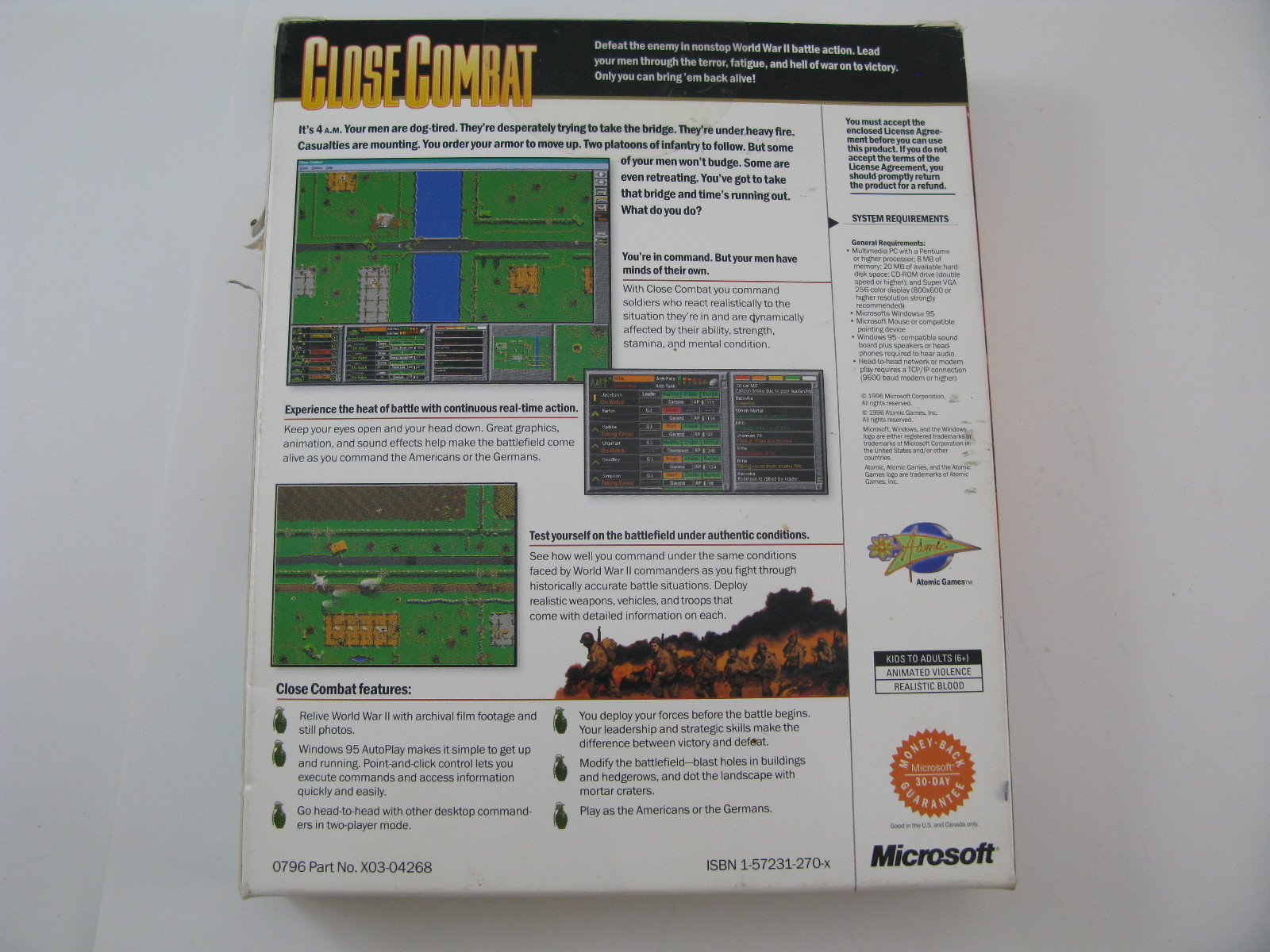 Close Combat -Microsoft - SEALED - Vintage Big Box Computer Game Windows 95 CD