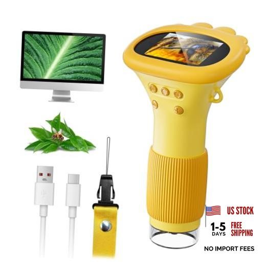 Microscope for Kids,  2" IPS Screen 1000X Handheld Digital Microscopes Orange