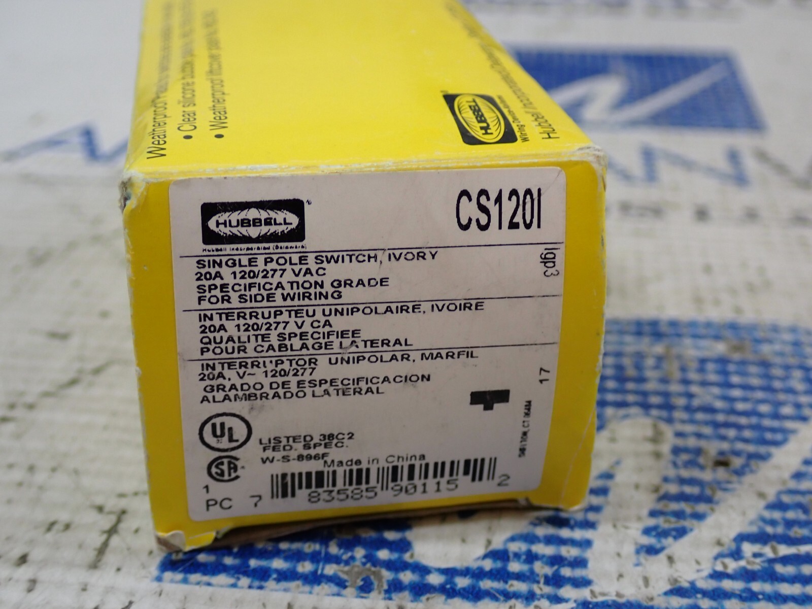 Hubbell CS1201 Single Pole Ivory Switch 20A 120/277V Lot of 3