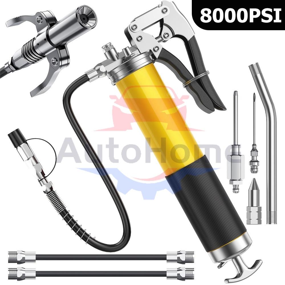 Newest 8000 PSI Grease Gun 14 oz Pistol Grip Grease Gun Includes 18 in Flex Hose