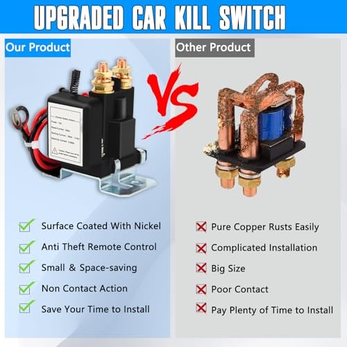 500A Remote Battery Disconnect Switch,DC 12V Car Battery Kill Switch, Anti