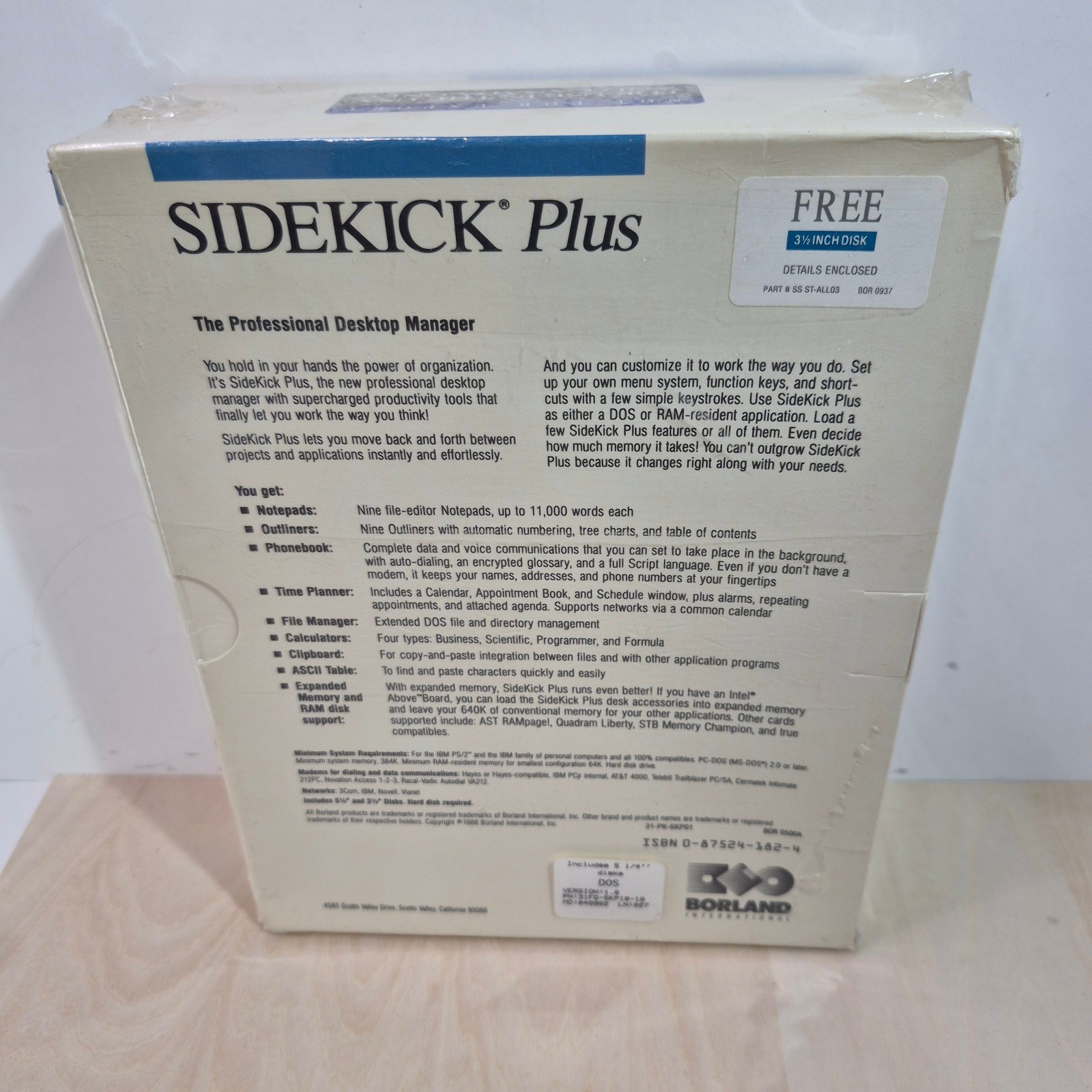 Borland Sidekick Plus Pro Desktop Manager Vintage PC Software DOS Sealed