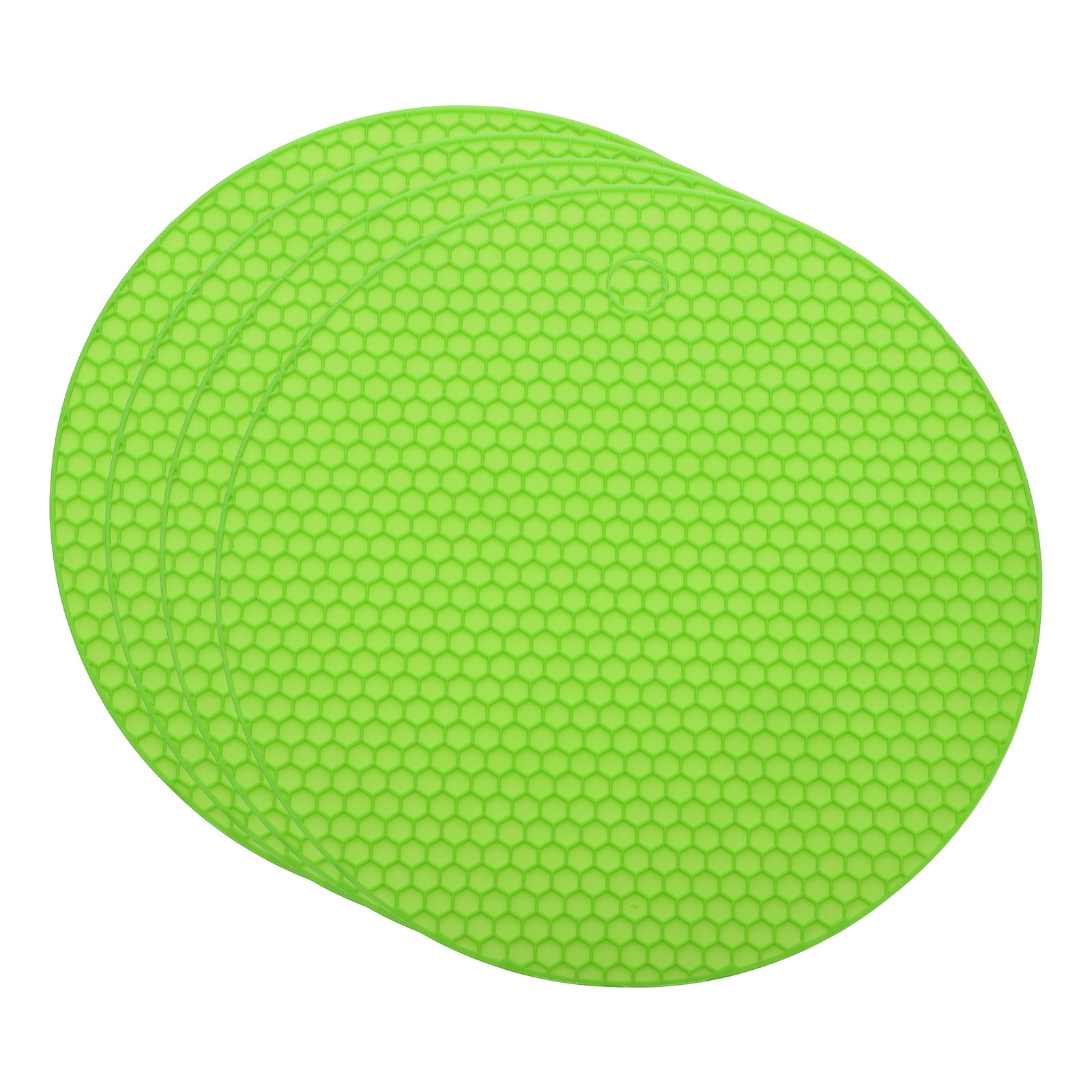 4pcs 7" Silicone Round Texture Jar Opener Pad, Green