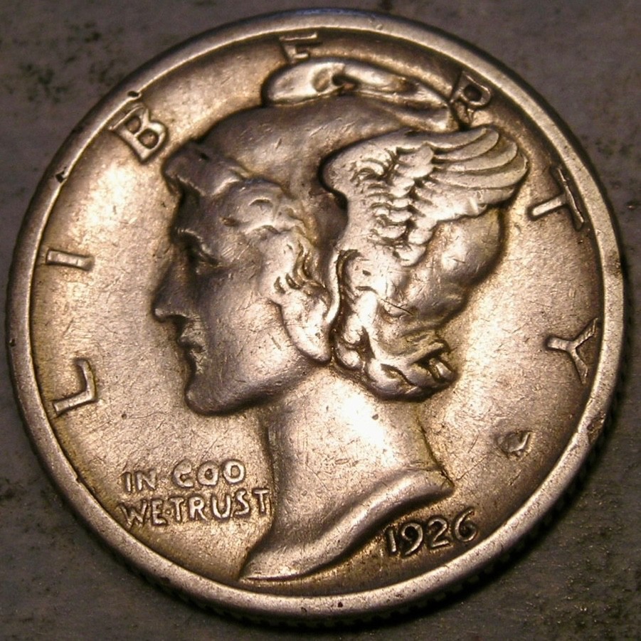 1926 S MERCURY WINGED HEAD SILVER DIME VERY APPEALING  SCARCE TOUGHER KEY DATE