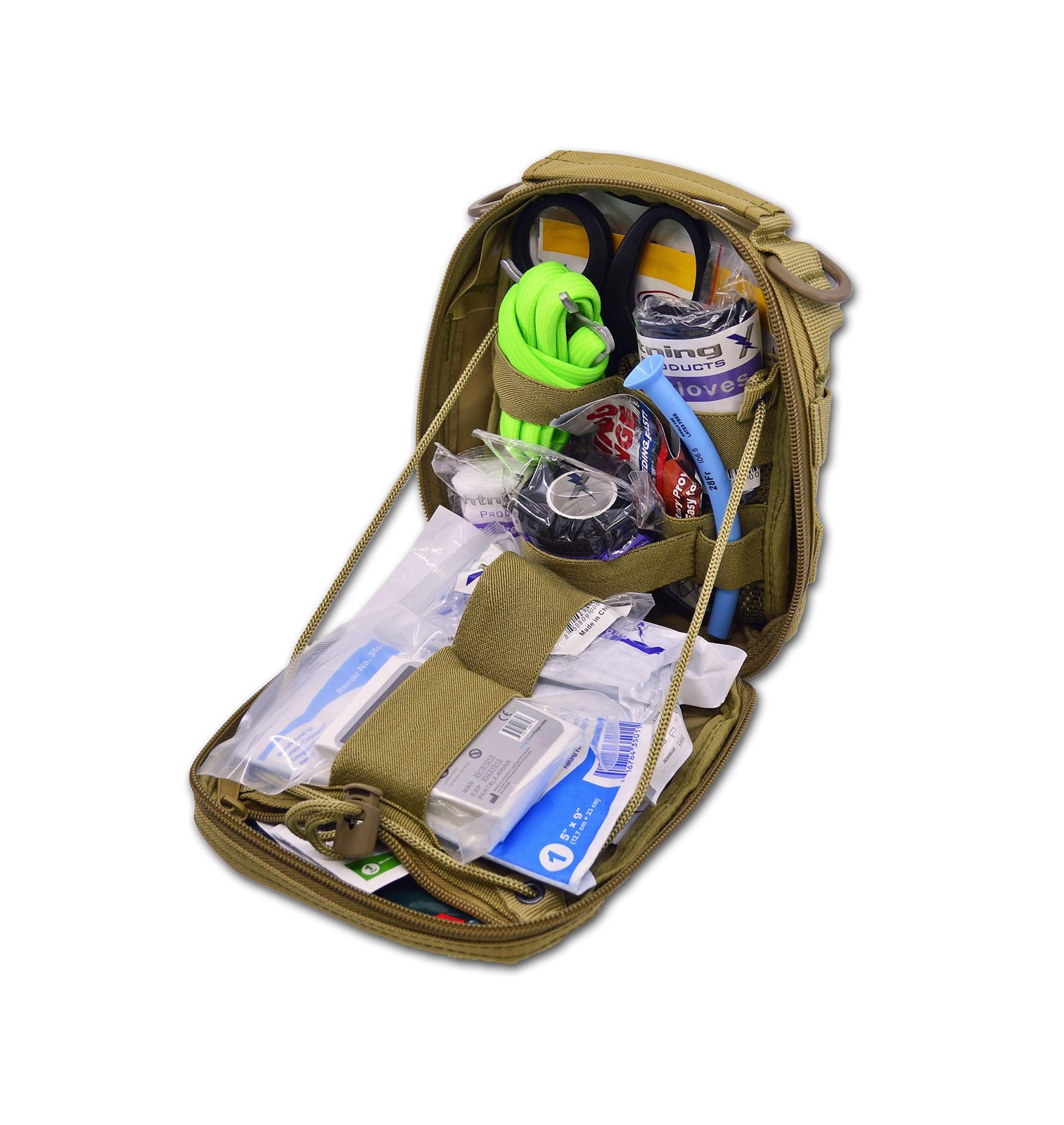 Lightning X Gunshot Trauma/Hemorrhage Control Kit in MOLLE IFAK Pouch - TAN
