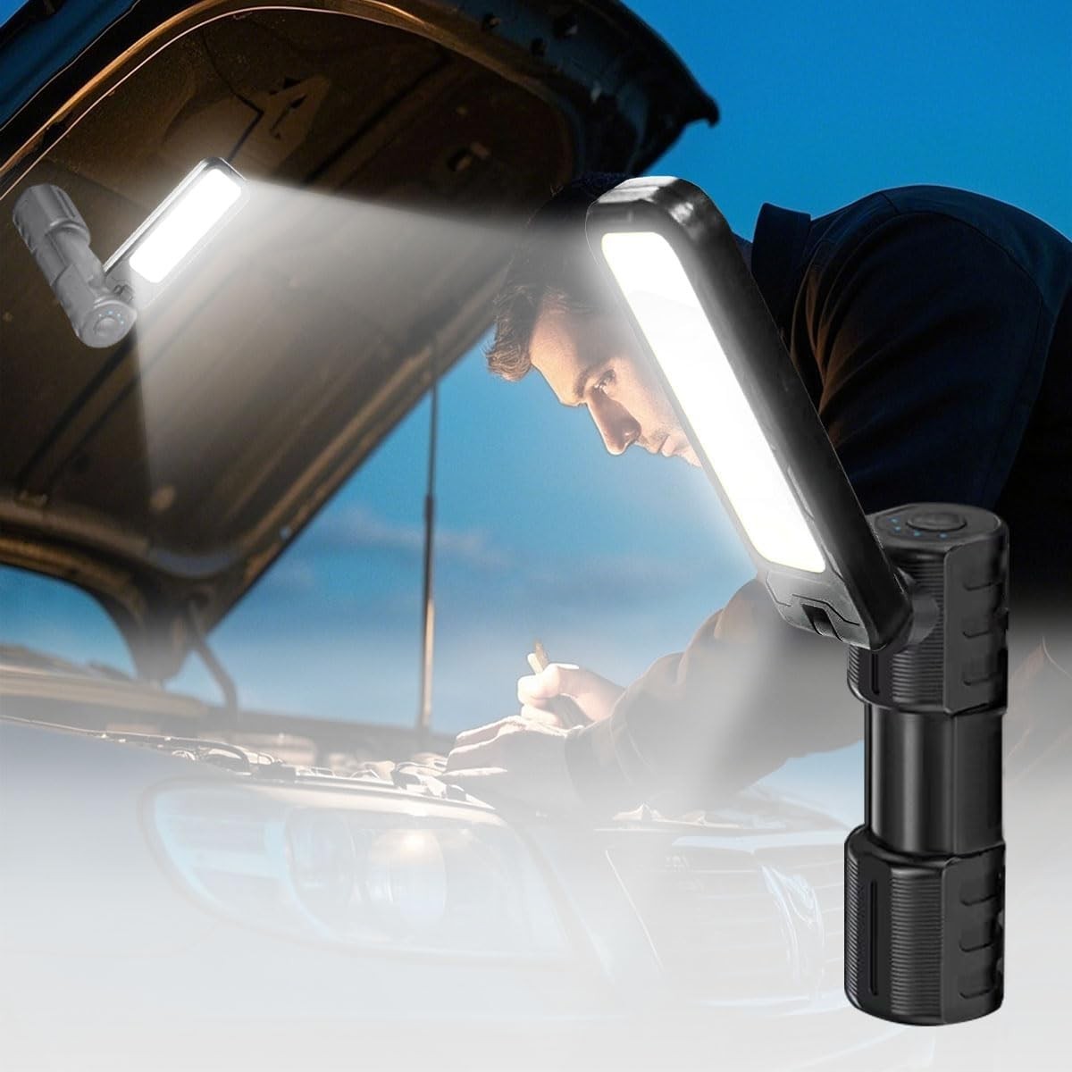 Rechargeable 5000LM Magnetic Work Light,180° Rotate Mechanic Work Light for C...