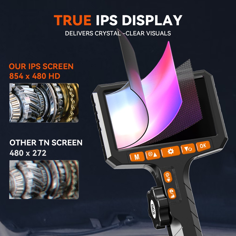 Two-Way Articulating Borescope Camera with Light Endoscope Inspection HD Camera