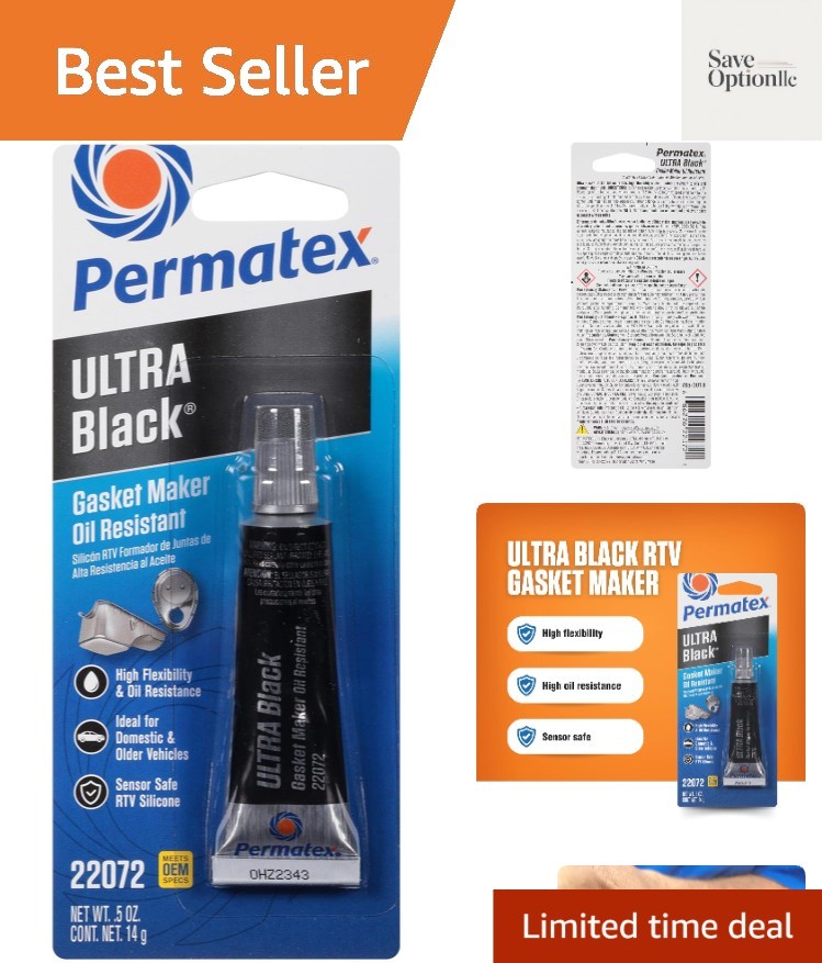 Ultra Black Maximum Oil Resistance RTV Silicone Gasket Maker, .5 oz. Tube
