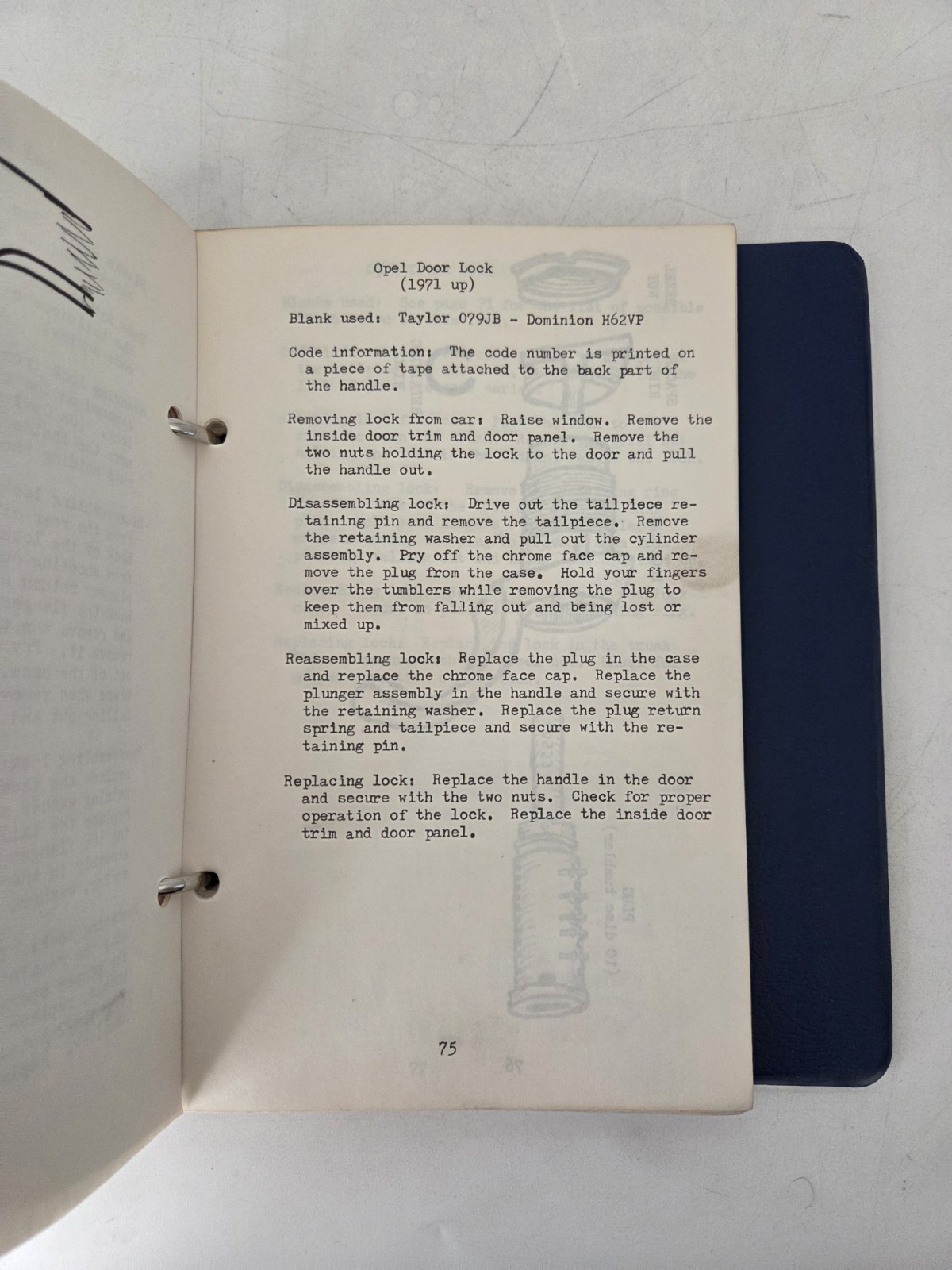 Vintage Foreign Car Lock Service Manual 1974