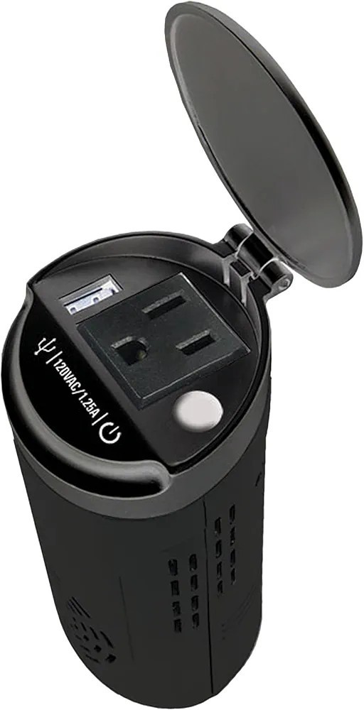 Schumacher Power Inverter Converter Cup Holder 2 Outlet USB Portable DC-AC 300w