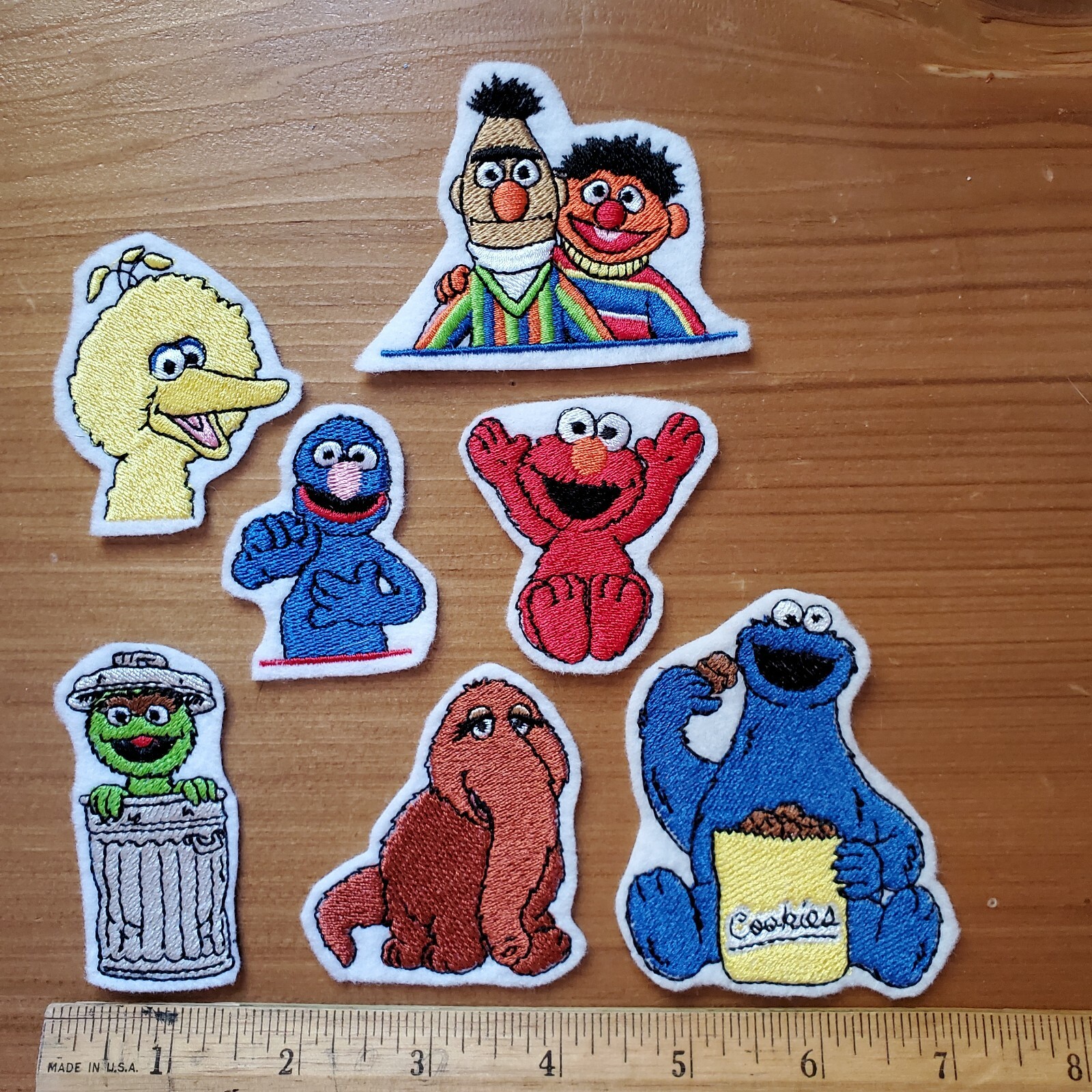 Sesame Street Iron on Patches, Big Bird, Elmo, Cookie Monster, Grover, Oscar