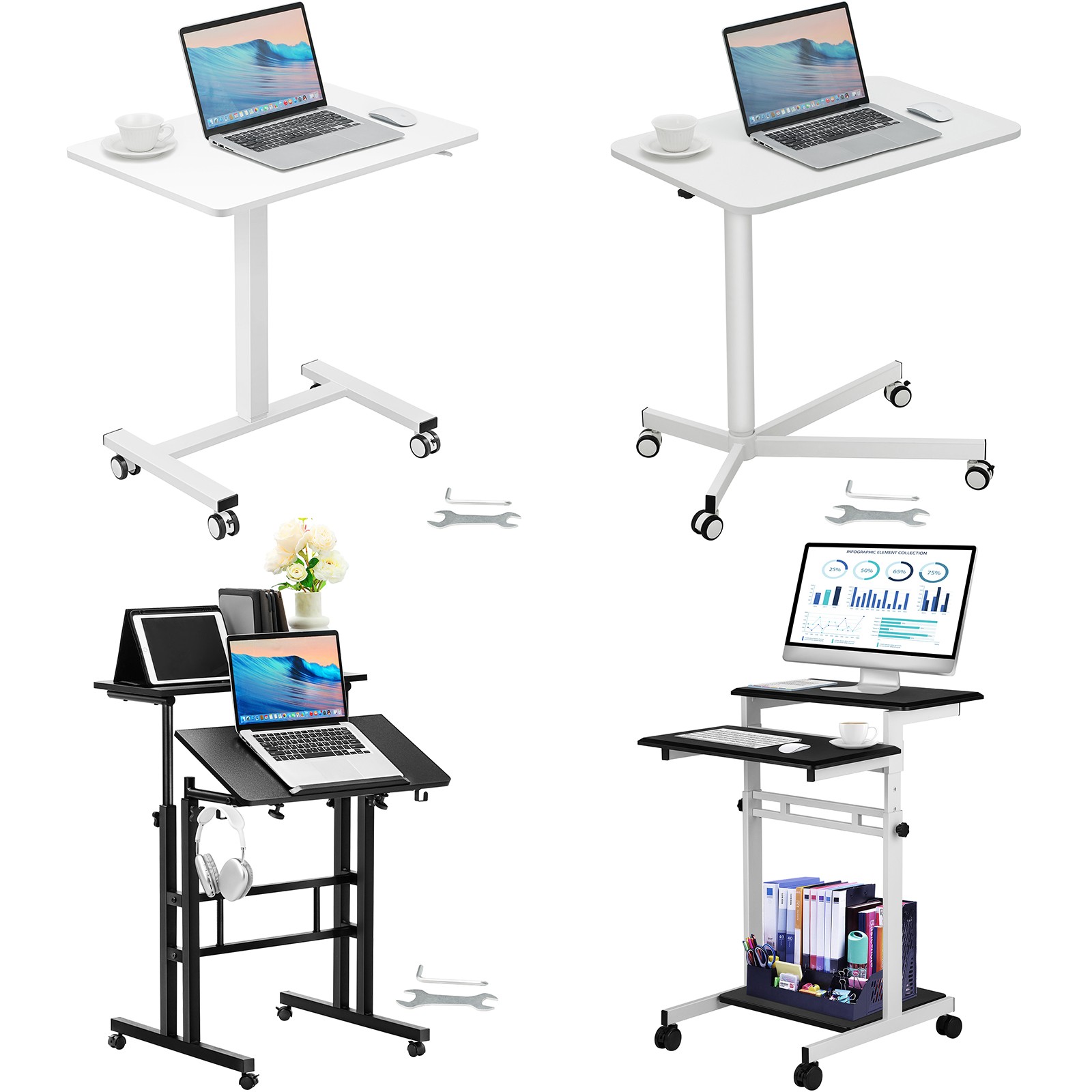 Uimoso Mobile Standing Desk Height Adjustable Sit-Stand Desk Laptop Desk