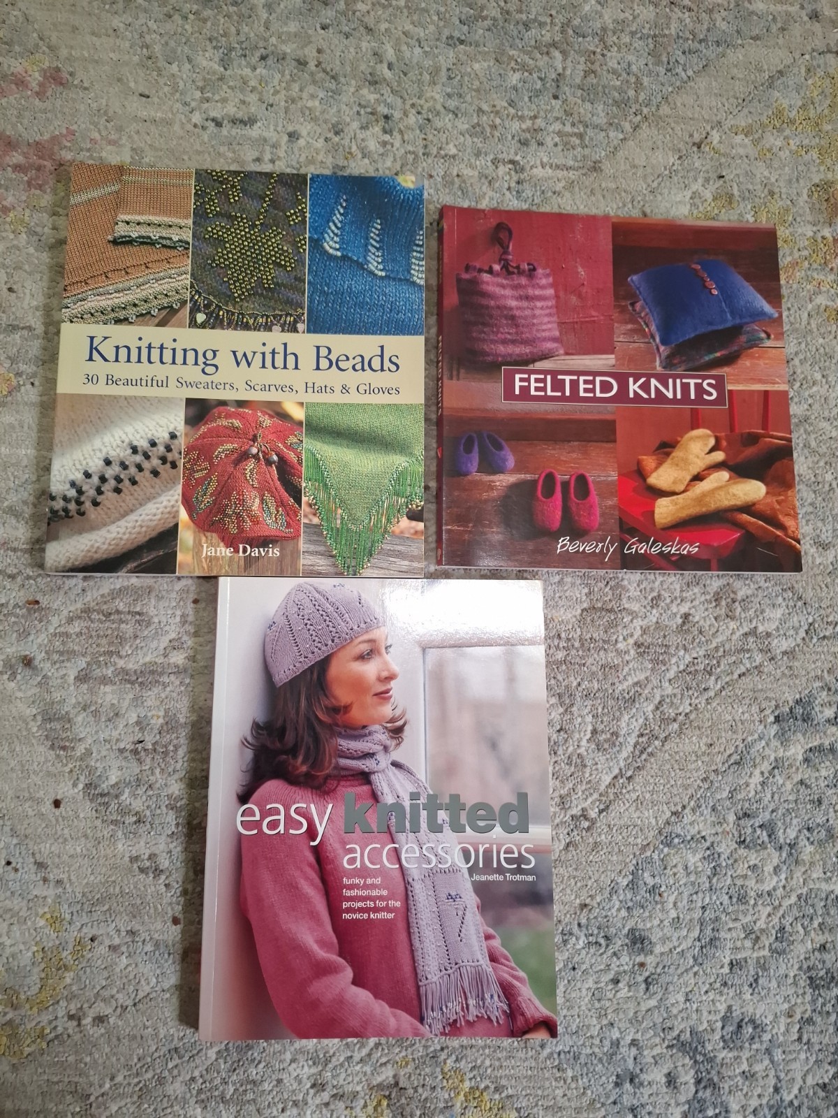 Lot of 3 Knitting Books: Knitting Beads, Felt Knitted,  Crochet
