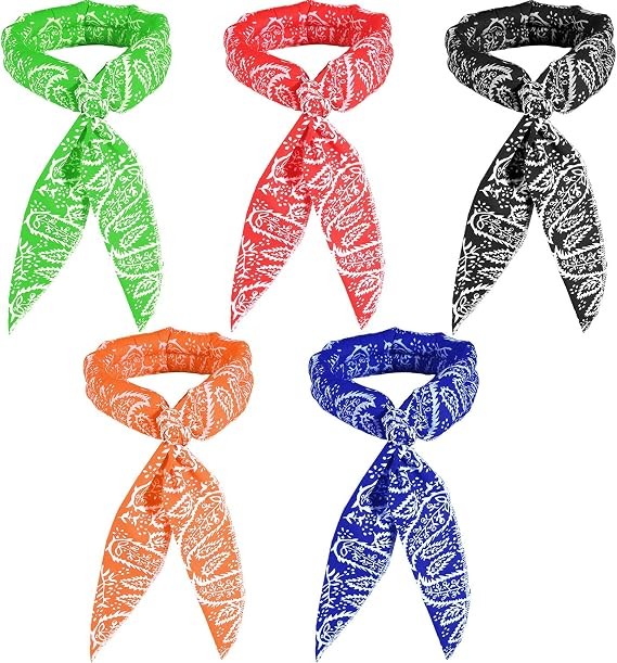 5 Pcs Cooling Neck Wraps Ice Wrap Scarf Neck Bandana Cooler for Hot Weather Summ