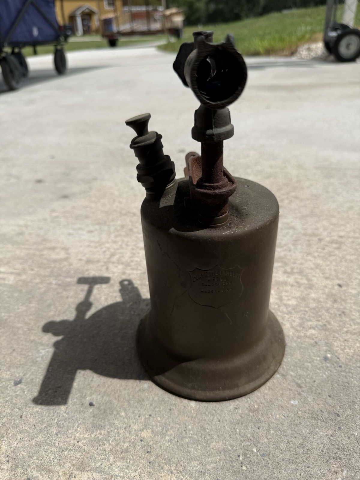 Antique Brass Gasoline Blow Torch Clayton & Lambert Welding Tool Gas Petrol