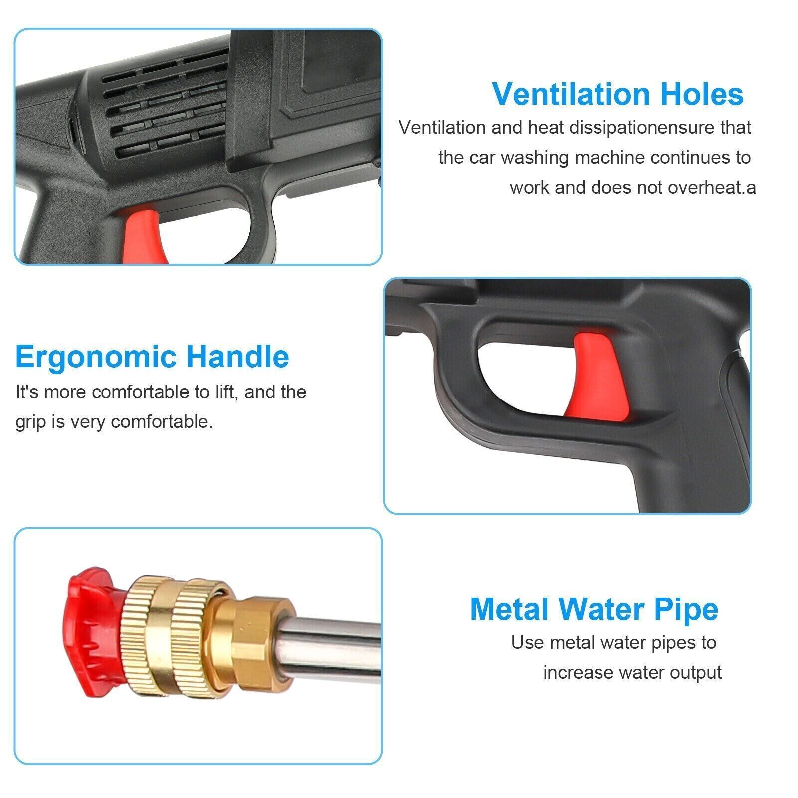 Portable Cordless Electric High Pressure Water Spray Gun Car Washer Cleaner Tool