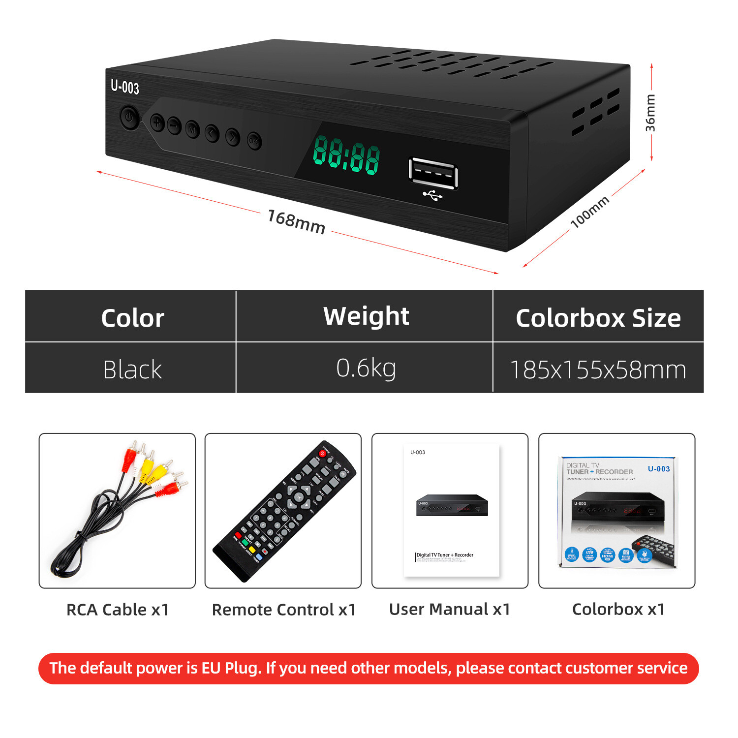 1080P Free TV Tuner ATSC Digital HD TV Live Converter Box America Mexico Canada