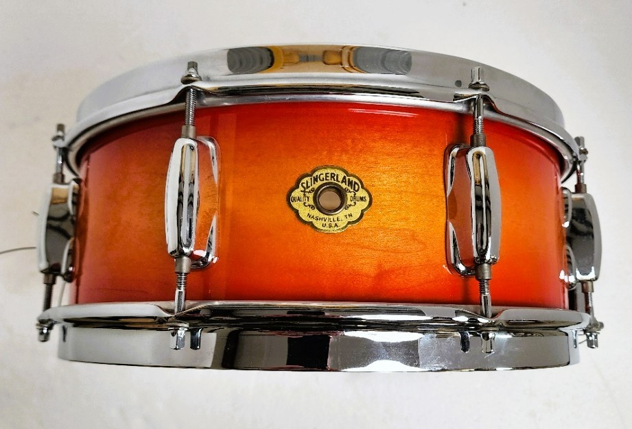 Rare, Slingerland 5 x 14 Radio King snare drum with Cherry Sunburst finish