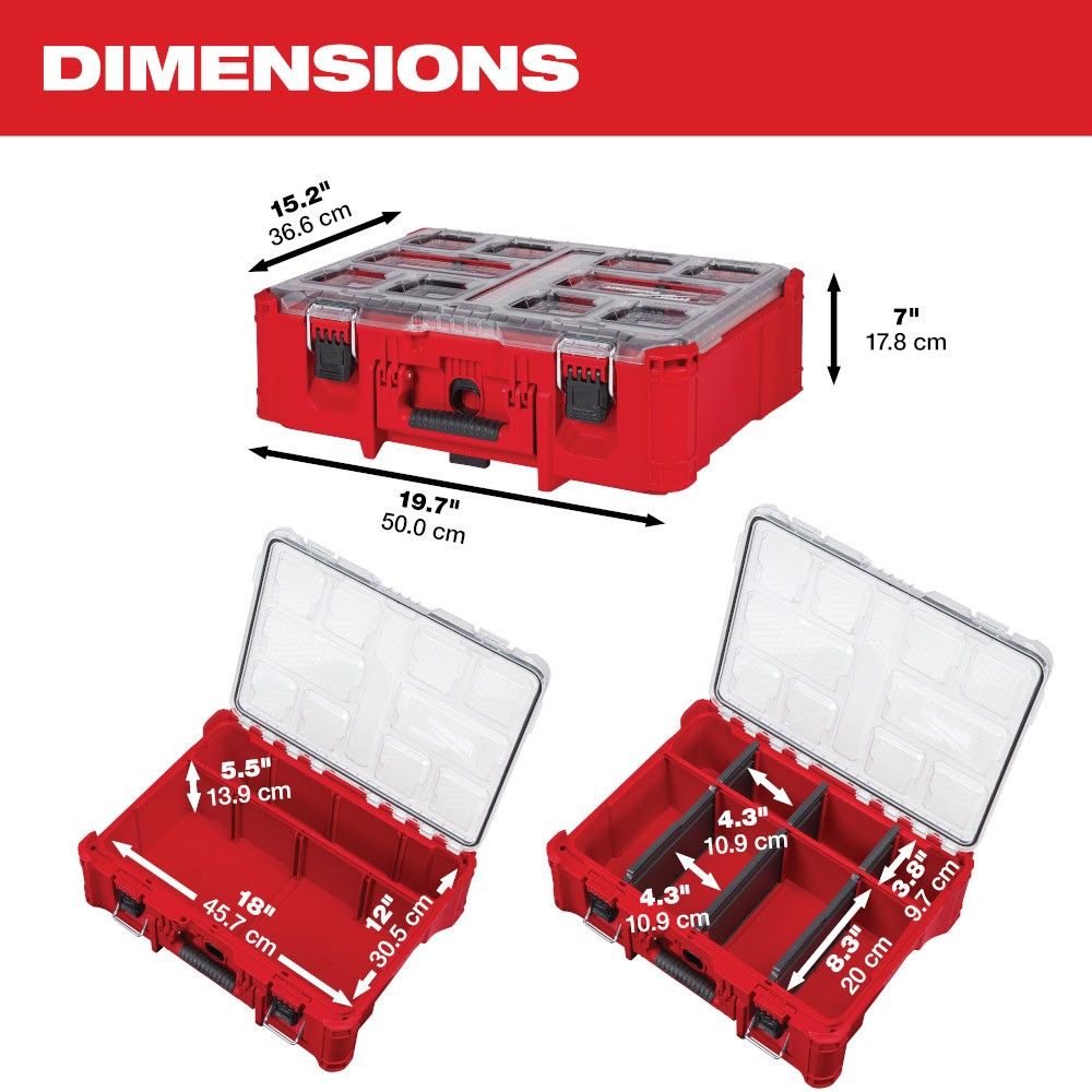 For Milwaukee 48-22-8432 Packout Deep Compartment Box with 2 Compartments US