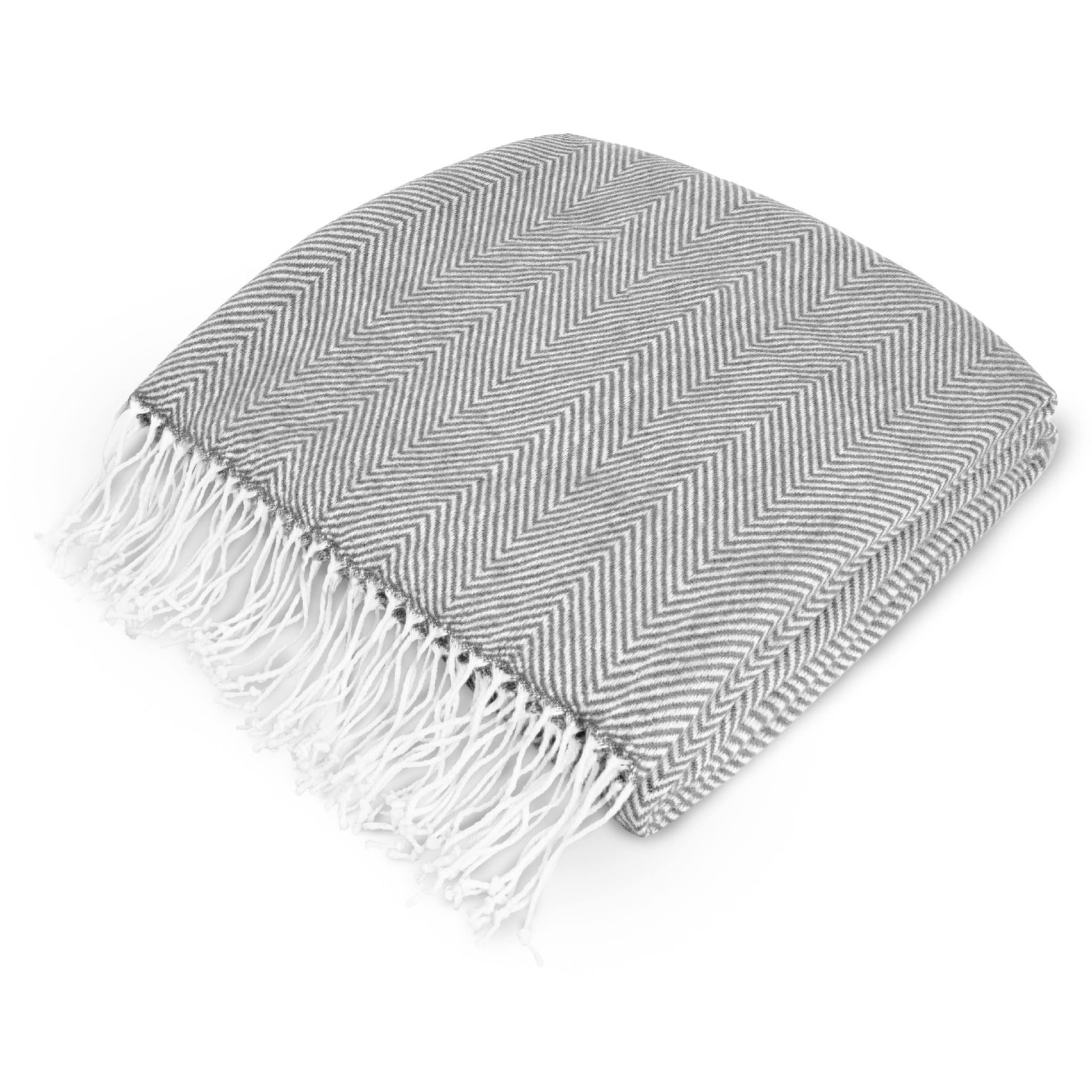 PAVILIA Light Gray 50 X 60 Inches - Throw, Herringbone -