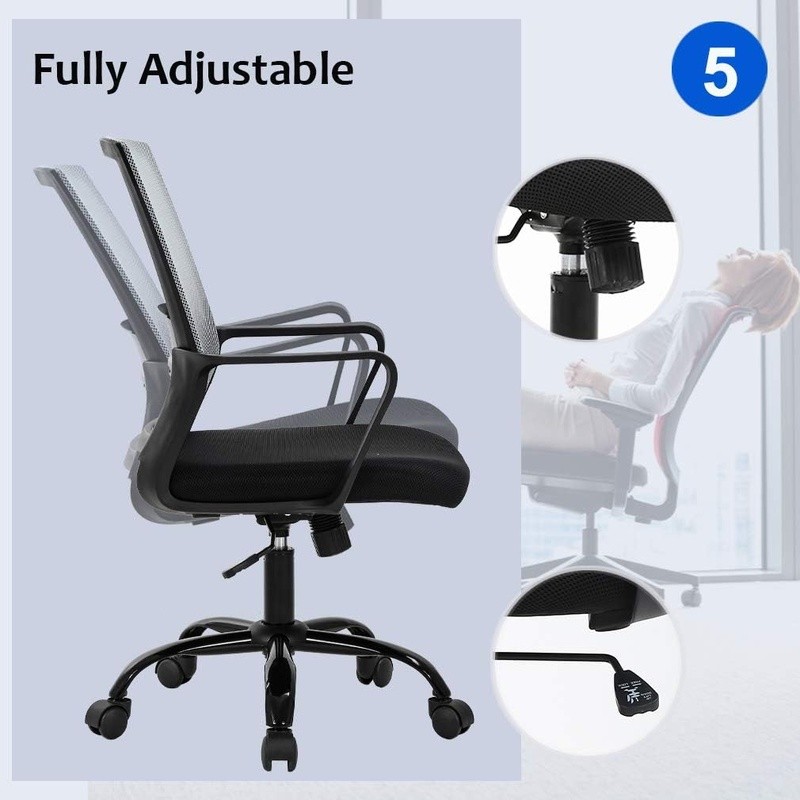 Ergonomic Swivel Rolling Desk Chair W/ Lumbar Support Adjustable Mesh Stool New