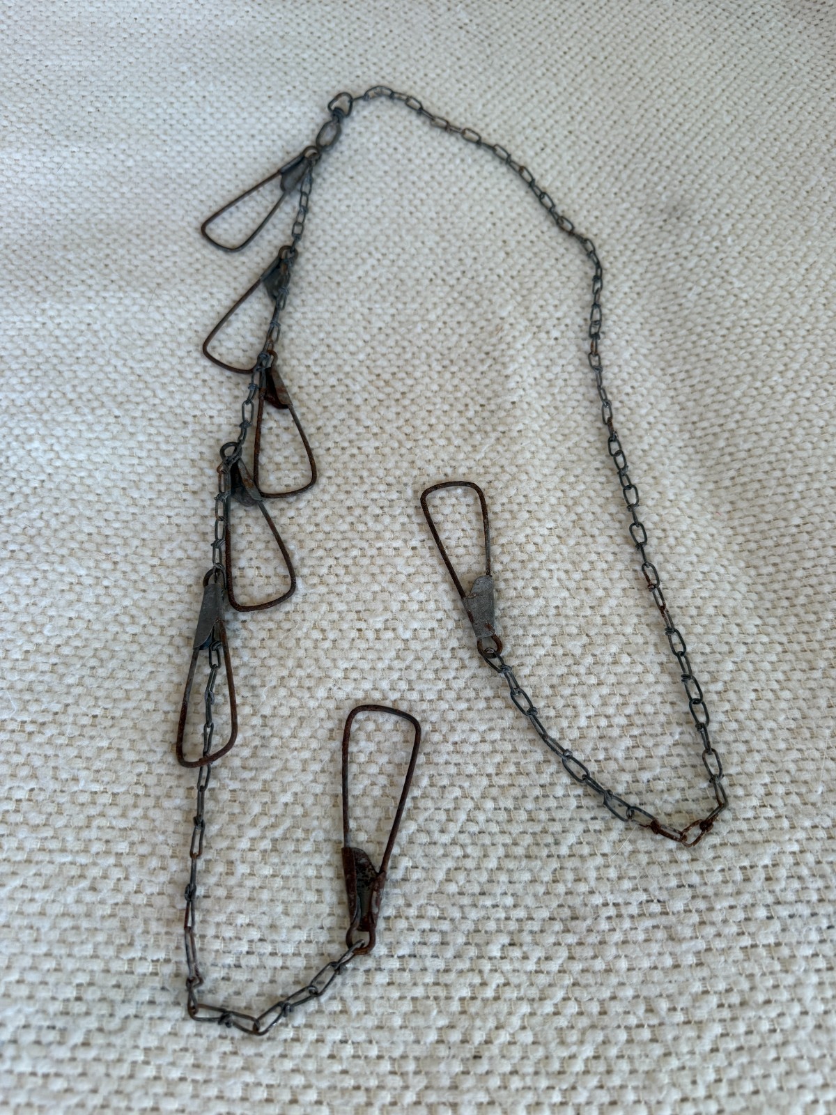 Vintage Metal Rusty Fish Stringer