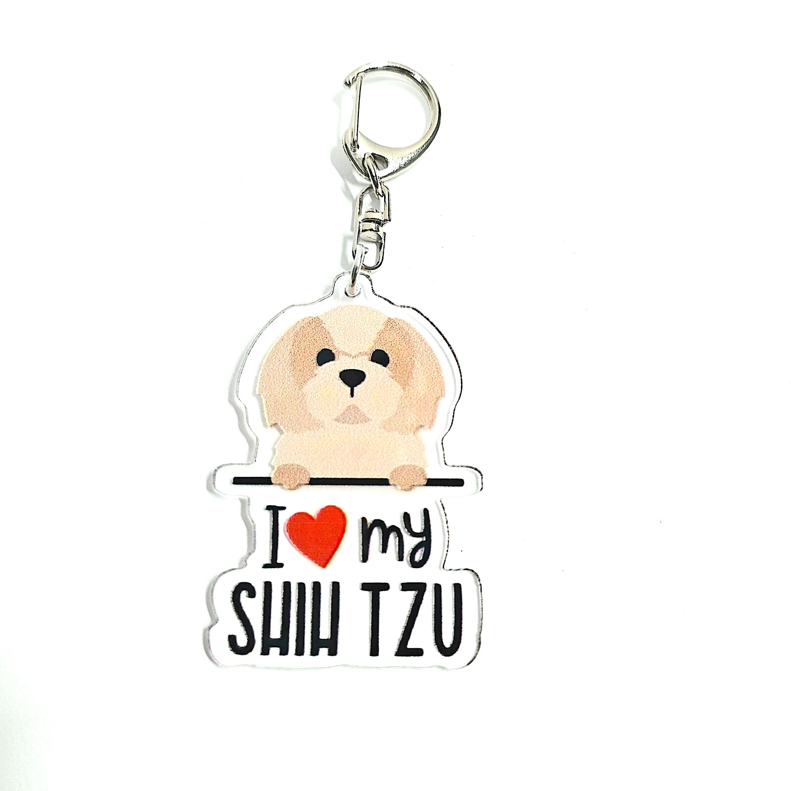 I Love My Shih Tzu Dog Keychain, Acrylic, Pet Lovers, Dog Owner, Accessory Charm