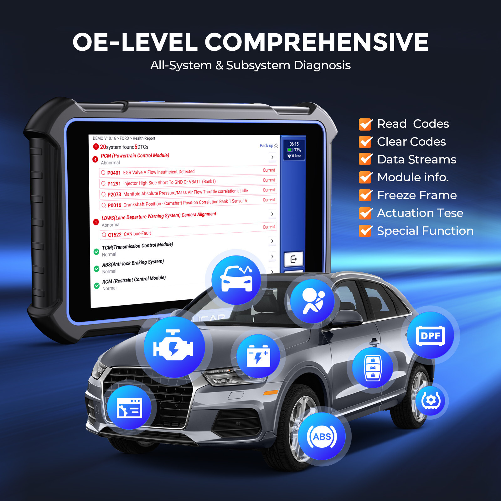Newest MUCAR VO8 Key All System Diagnostic OBD2 Scanner 34+ Services Action Test