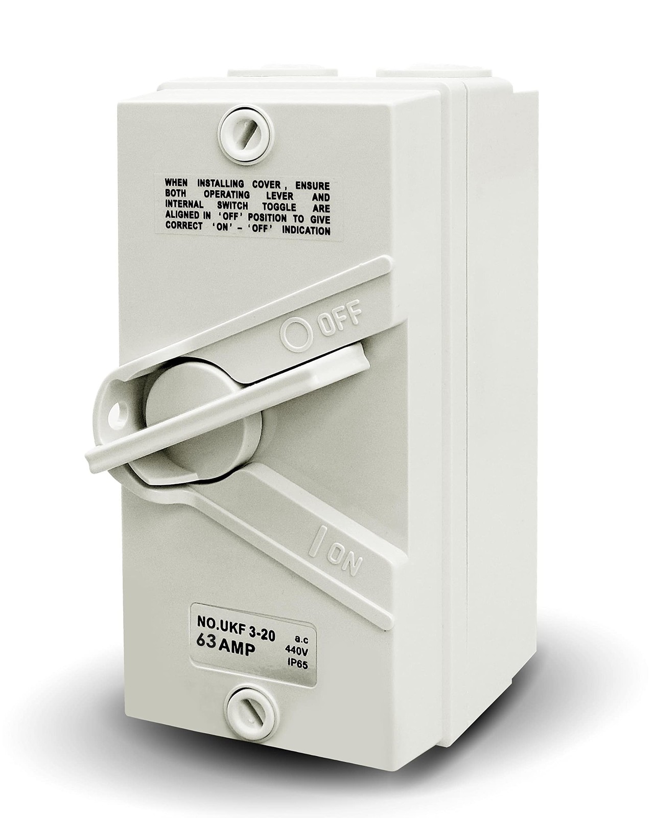 Enclosed Motor Disconnect Switch 63A 440V AC, 3 Pole Heavy Duty Safety Isolat...