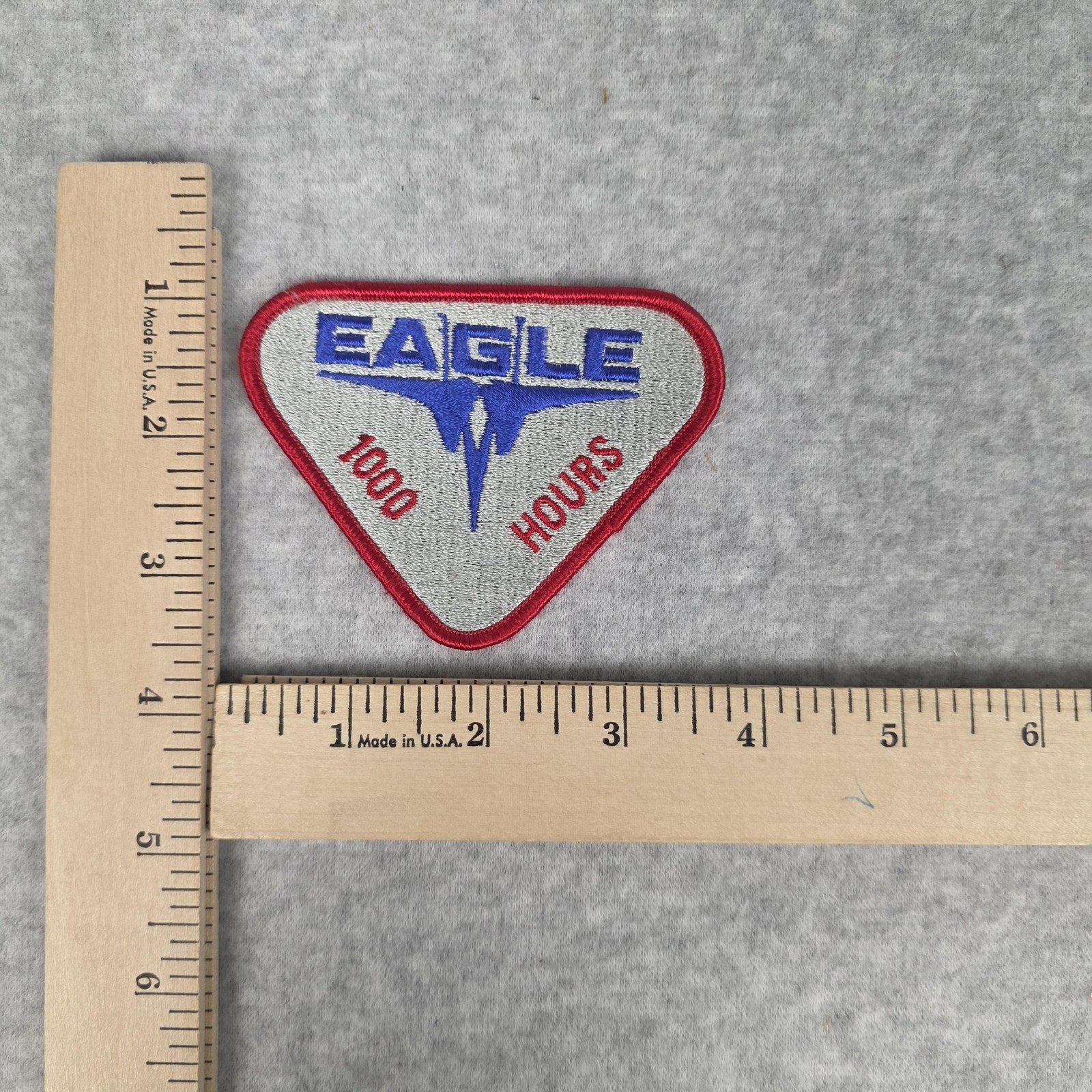 Eagle 1000 Hours Aviation Triangle Embroidered Sew On Patch Gray Red Blue