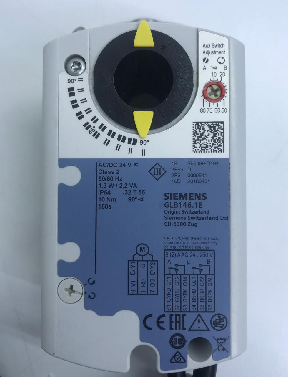Siemens GLB146.1E Rotary air damper actuator, CH#530