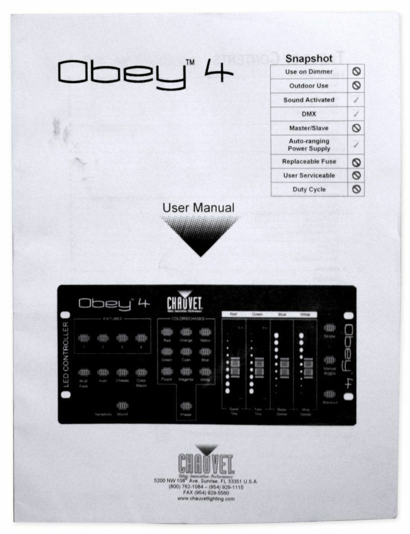 Chauvet Obey 4 Channel Wireless DMX-512 Light Controller+Receiver+Transmitter